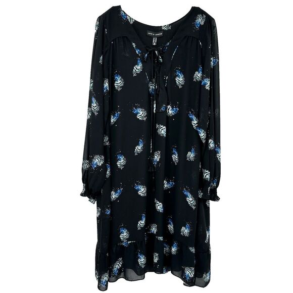 Love and Legend Shift Dress Plus Size‎ 24 Black Chiffon Overlay Feathers New - Picture 1 of 15